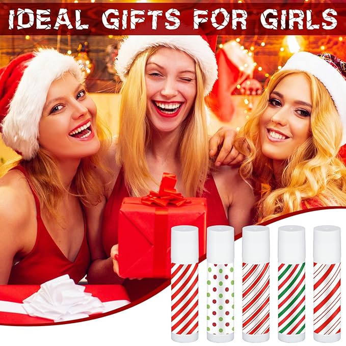 50 Pcs Christmas Peppermint Lip Balms Gifts Bulk Holiday Stocking Stuffers Holiday Treat Gifts Stuffer Goodie Christmas Party Supplies for Kids Women Men-Velvo Beauty