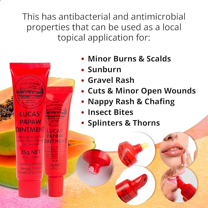 Lucas Pawpaw Lip Ointment, Lucas Pawpaw Cream, Lucas Pawpaw Ointment for Lips & Dry Skin (15 Gram & 25 Gram)-Velvo Beauty