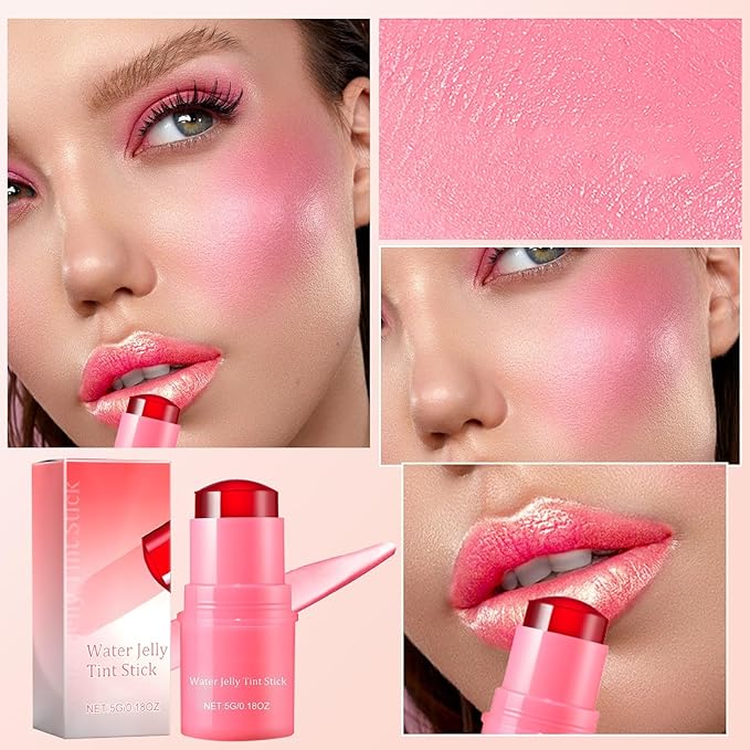 Milk Jelly Blush Cooling Water Jelly Tint, Milk Jelly Tint Jelly Blush Stick, Milk Lip And Cheek Stick, Sheer Lip & Cheek Stain, Jelly Tint Makeup (Red, Free Size)-Velvo Beauty