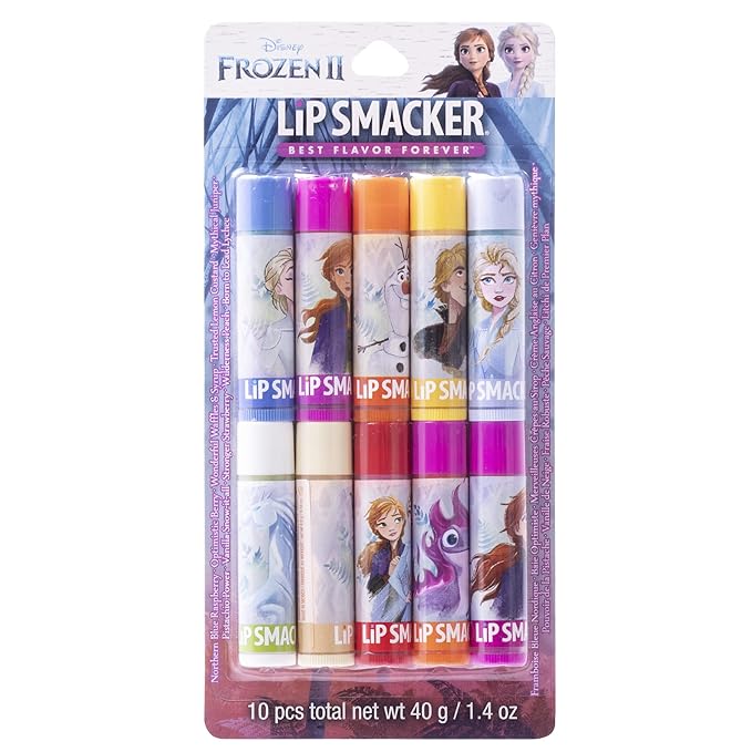 Lip Smacker Disney Frozen 2 Party Pack - 10 Moisturizing Lip Balms, Clear Matte, Hydrating & Protecting - Cruelty-Free- Frozen 2-Velvo Beauty