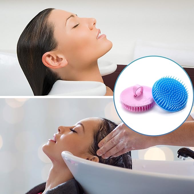 Hair Scalp Brush Dandruff Cleaning Brush Shower Scalp Shampoo Brush Scalp Massager Pack of 4 (Black and red)-Velvo Beauty