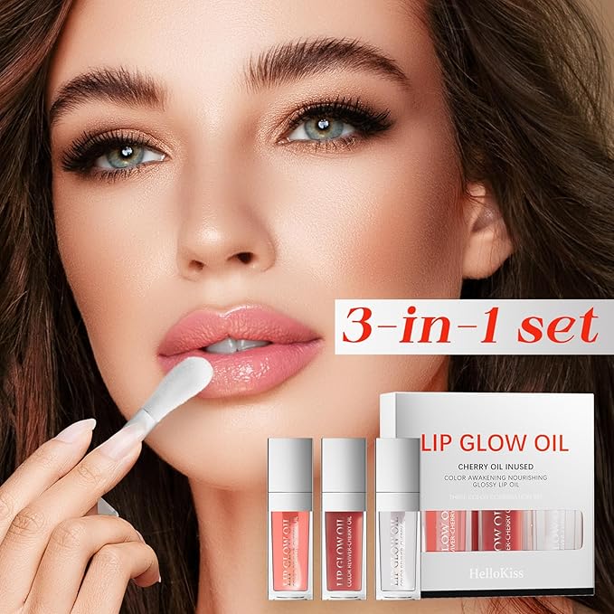 Lip Glow Oil Long Lasting Plumping Transparent Lip Balm Moisturizing Lip Oil Repairing Lip Lines and Prevents Dry Cracked for Lip Care and Dry Lips (Set-B)-Velvo Beauty
