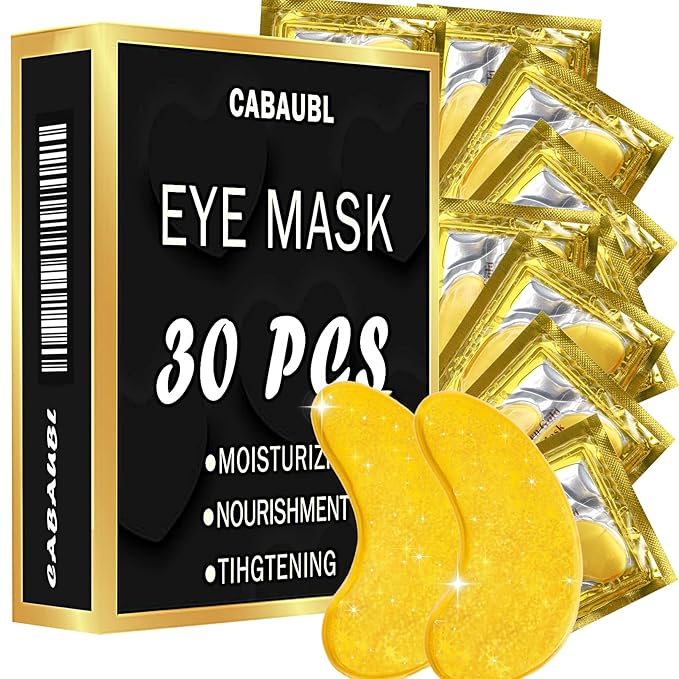 30 Pairs Under Eye Patches,Gold Under Eye Mask,Eye Masks Skincare Enriched with Collagen,Eye Patches for Puffy Eyes and Dark Circles,Undereye Bags,Reduce Wrinkles,Anti-Aging-Velvo Beauty