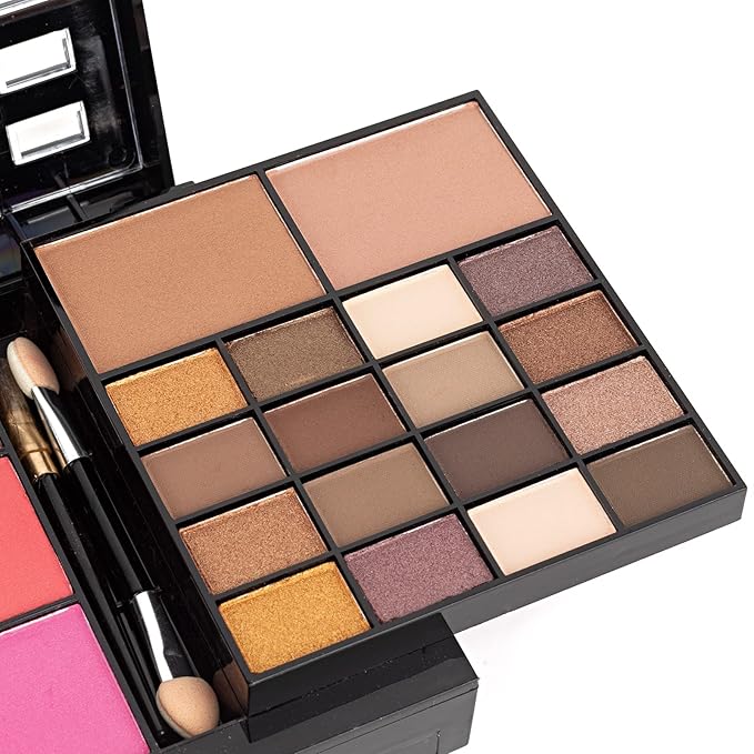 All In One Makeup Gift Kit - Ultimate Color Combination - 36 Eyeshadow, 28 Lip Gloss, 3 Blusher, 4 Concealer, 3 Contour Powder, 3 Brushes, 1 Mirror, 74 Colors Palette Set-Velvo Beauty