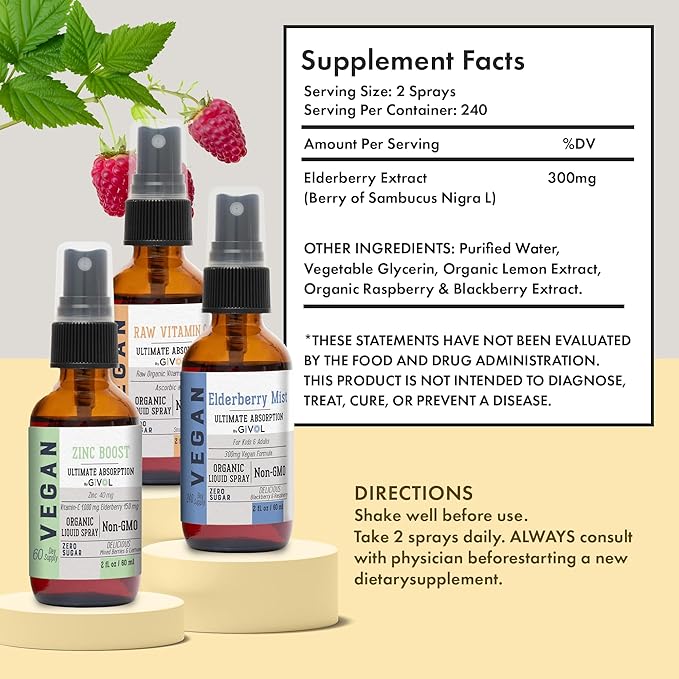 Immunity Pack Liquid Vitamins (Pack of 3) Sambucus Nigra Elderberry Mist, Zinc Boost Mist and Vitamin C Mist (Extra Strength) - Natural Immune System Support - Non-GMO Gluten-Free - 240 Days Supply-Velvo Beauty