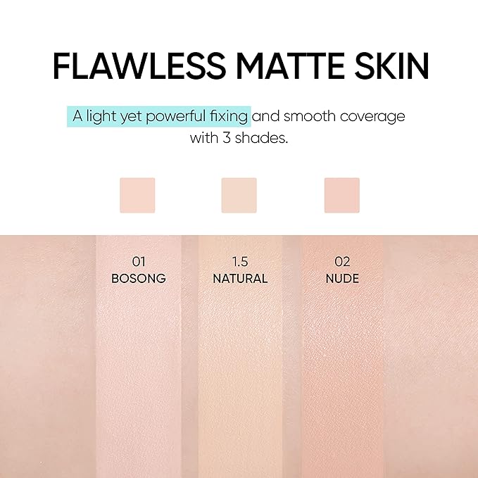 Meta Fixing Cushion Foundation 01 BOSONG | clear beige pink | Matte, dewy, glow, long-lasting, double coverage, clean beauty, lightweight, natural look, foundation for sensitive skin,hydrating cushion-Velvo Beauty