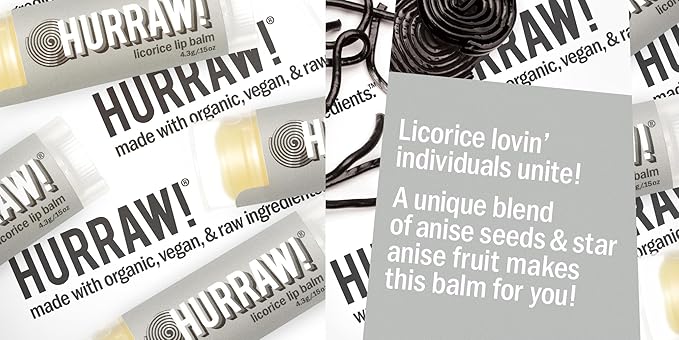 Hurraw! Licorice Lip Balm, 2 Pack: Organic, Certified Vegan, Cruelty and Gluten Free. Non-GMO, 100% Natural Ingredients. Bee, Shea, Soy and Palm Free. Made in USA-Velvo Beauty
