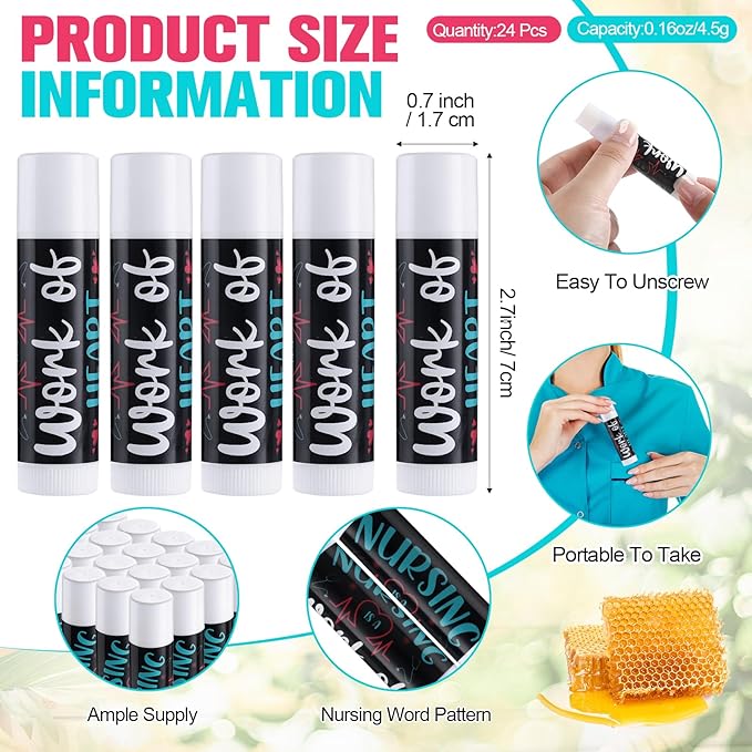 24 Pcs Nurse Appreciation Gifts Bulk Lip Balm Bulk for Women Nurses Thank You Gifts Honey Flavor Lip Balm Nursing Doctor Gifts for Nurse Week Graduation-Velvo Beauty