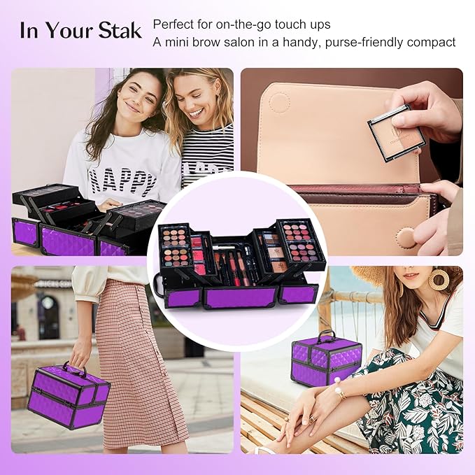 Color Nymph All in one Makeup Kit For Girls Teens, Makeup Set 4 Trays Spacious Space Train Case for Beginner with Eyeshadow Highlighter Lipgloss Blush Contour Concealer Brush Eyeliner Lipbalm-Velvo Beauty