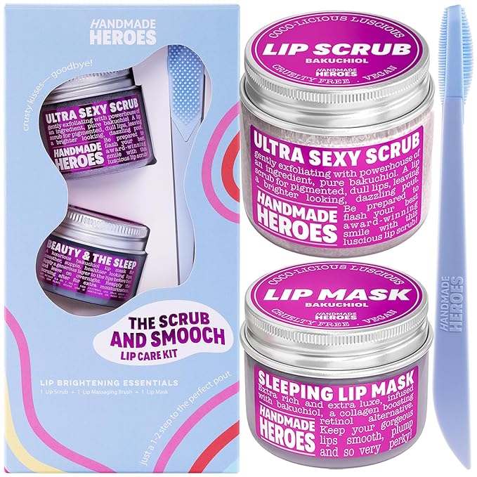 100% Natural Lip Scrub, Vegan Conditioning Coconut Lip Exfoliator - Gentle Exfoliant, Sugar Lip Polish and Lip Exfoliator Scrubber for Chapped and Dry Lips (Bakuchiol 3pc Set)-Velvo Beauty