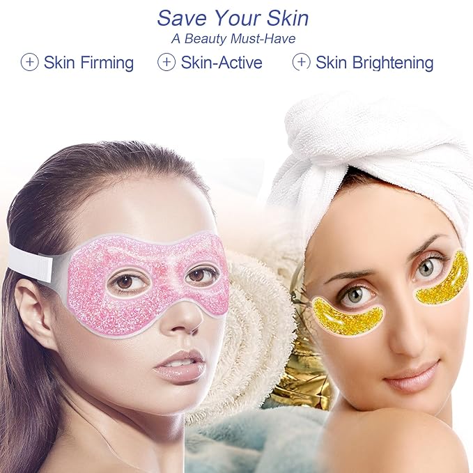 Ice Under Eye Patches Eye Mask Lip Care Gel Pads Treatment Mask Lip Mask, Cooling Eye Lip Gel Masks Cold Hot Therapy for Wrinkles Firming Swelling Cosmetic Bruising Reusable 7 Pack-Velvo Beauty