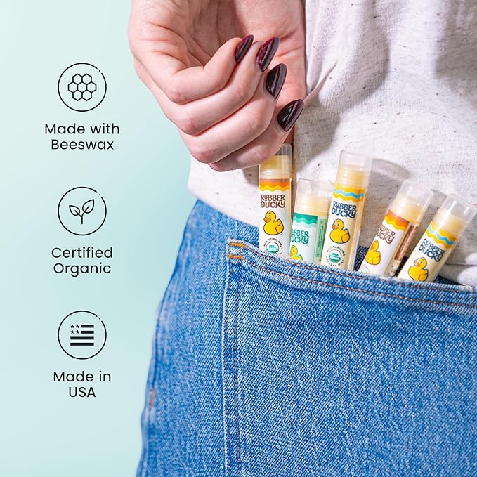 Rubber Ducky Sunscreen - Organic Lip Balm for Women, All Natural Lip Balm Stick with Vitamin E - Moisturizing & Hydrating Lip Balm for Dry Lips - Untinted and Non-Toxic Lip Care - Vanilla, 3 Pack-Velvo Beauty