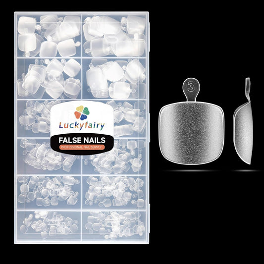 Square Toe Nail Tips, 240pcs Press On Toenails for Women Full Matte Wider Toe Nail Tips, 12 Size Full Cover Short Fake Toenail for Big Toe Nail Extensions Home DIY Nail Salon Soak Off-Velvo Beauty