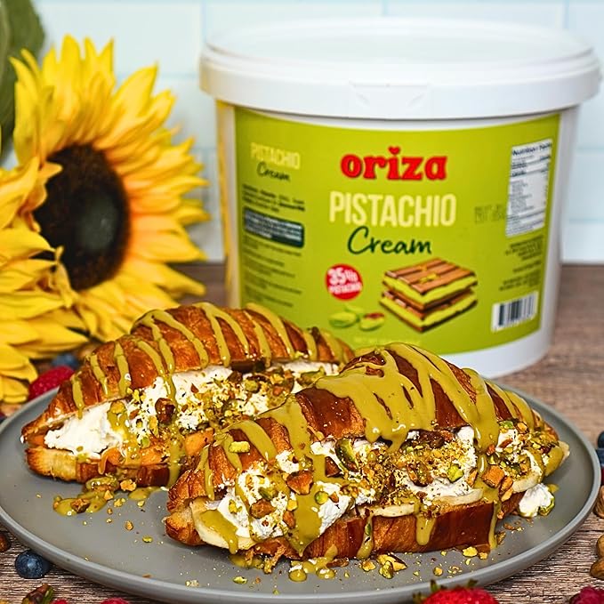 Oriza Pistachio Cream, 10lbs Pail (Pack of 2) – Premium Bakery Spread with 35% Pistachios, Palm Oil Free, Non-GMO – Ideal for Pastries, Gelato, Cakes & Dessert Filling-Velvo Beauty