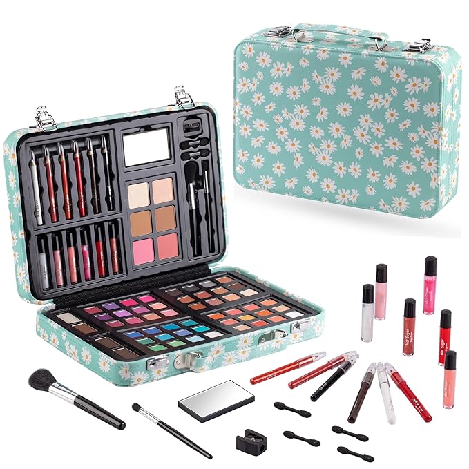 Hot Sugar Makeup Kit for Teenager Girls 10-12, All in One Beginner Makeup Kit for Women Full Kit, Teen makeup kit Cosmetic Gift Set on Birthday Christmas (MINT DAISY)-Velvo Beauty