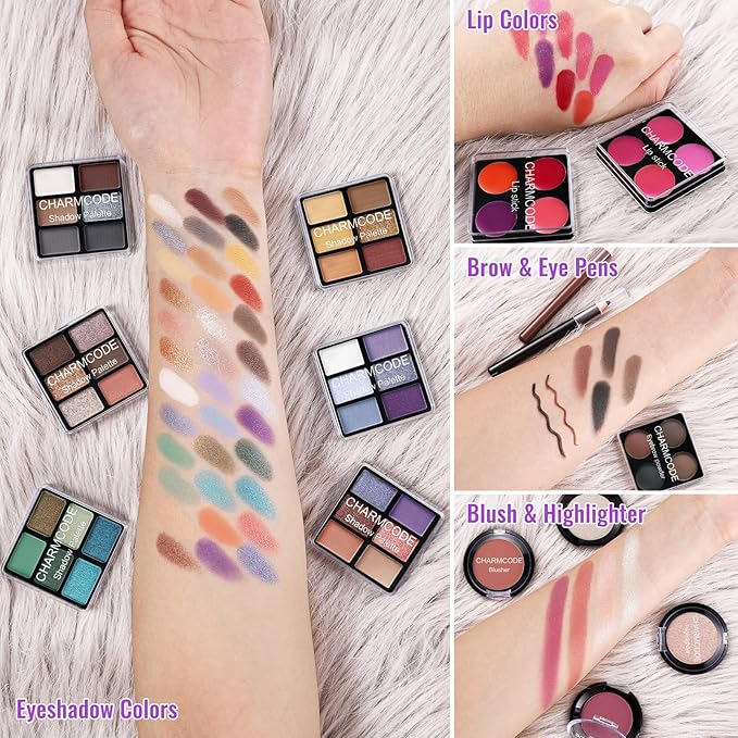 Makeup Kit for Teen Girls & Women Full Kit, Beauty Train Case with Starter Cosmetic Set, Make Up Valentine's Day Gift Box with Eyeshadow,Lipgloss,Highlighter,Blush,Lip&Eye Pencils,Brush & More(Purple)-Velvo Beauty