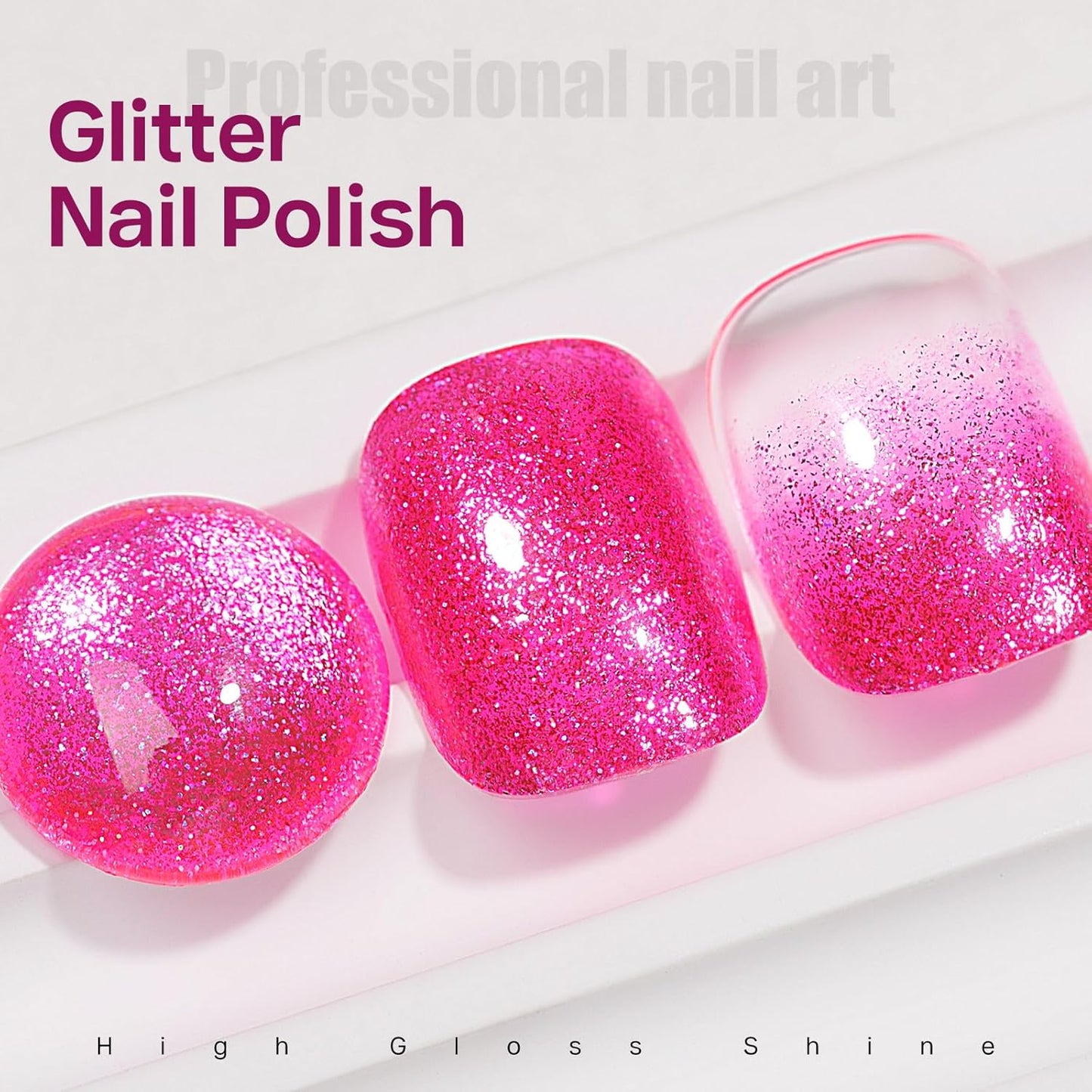 MIZHSE Quick Dry Glitter Rose Red Nail Polish, Shimmery Nail Polish Fast Drying, 15ml High Glossy Sparkly Shiny Nail Lacquer Nail Art Salon Manicure Home-Velvo Beauty