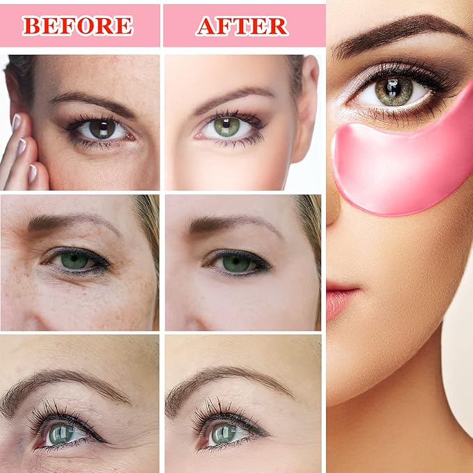 Eye Mask 60 pcs,Pink Collagen Under Eye Patches,Puffy Eyes and Dark Circles Treatments,Improve Reduce Under Eye Bags Smooth Wrinkles and Lighthen Fine Lines,Moisturizing,Improve and Firm eye Skin-Velvo Beauty