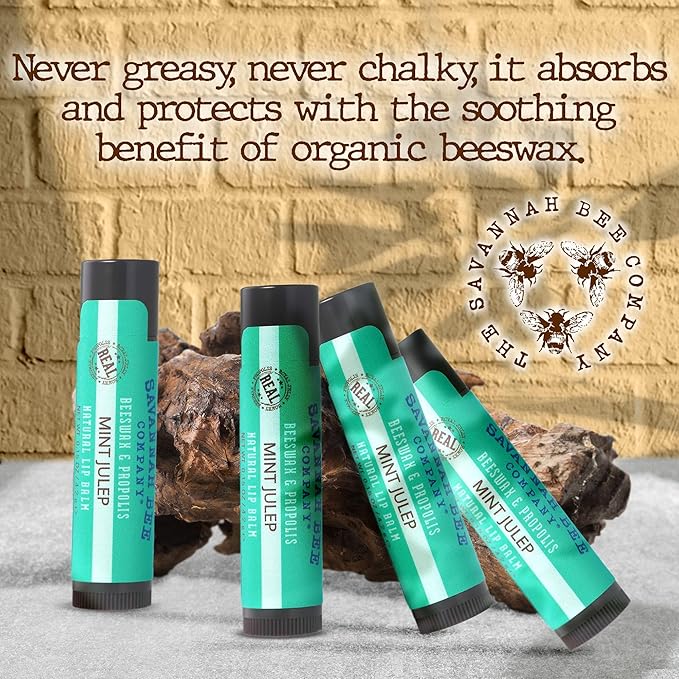 Savannah Bee Company Mint Julep Lip Balm, 0.15-Ounce (Pack of 4)-Velvo Beauty