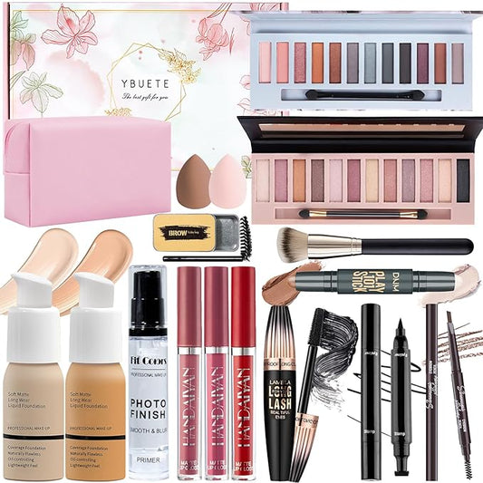 Makeup Set, Makeup Set Kit for Women Girls Teen Full Kit, Multipurpose Makeup Set, Professional & Beginner Makeup Kit Include Foundation, Face Primer, Eyeshadow Palette, Cosmetic Bag-Velvo Beauty