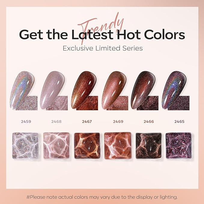 modelones Chameleon Gel Nail Polish Set, 6 Colors Fall Gel Polish Kit Nude Brown Glitter Shimmer Soak Off LED Nail Lamp Gel Nail Kit Home Gift DIY Salon For Women Girl-Velvo Beauty