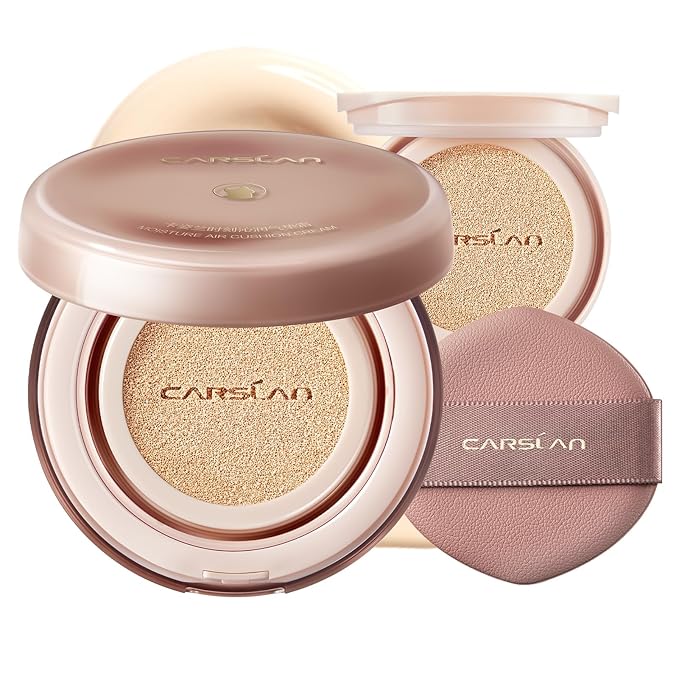 Moisture Air Cushion Cream Face Foundation Makeup, Lightweight, Full Dewy Coverage, Builable Glow, Finish Foundation with Hyaluronic acid, P02 Fair For Dry Skin (Refill Included)-Velvo Beauty