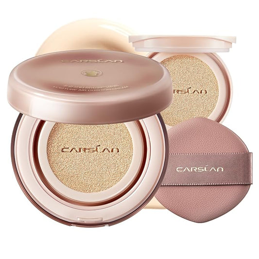Moisture Air Cushion Cream Face Foundation Makeup, Lightweight, Full Dewy Coverage, Builable Glow, Finish Foundation with Hyaluronic acid, P02 Fair For Dry Skin (Refill Included)-Velvo Beauty