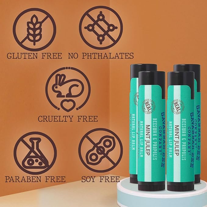 Savannah Bee Company Mint Julep Lip Balm, 0.15-Ounce (Pack of 4)-Velvo Beauty