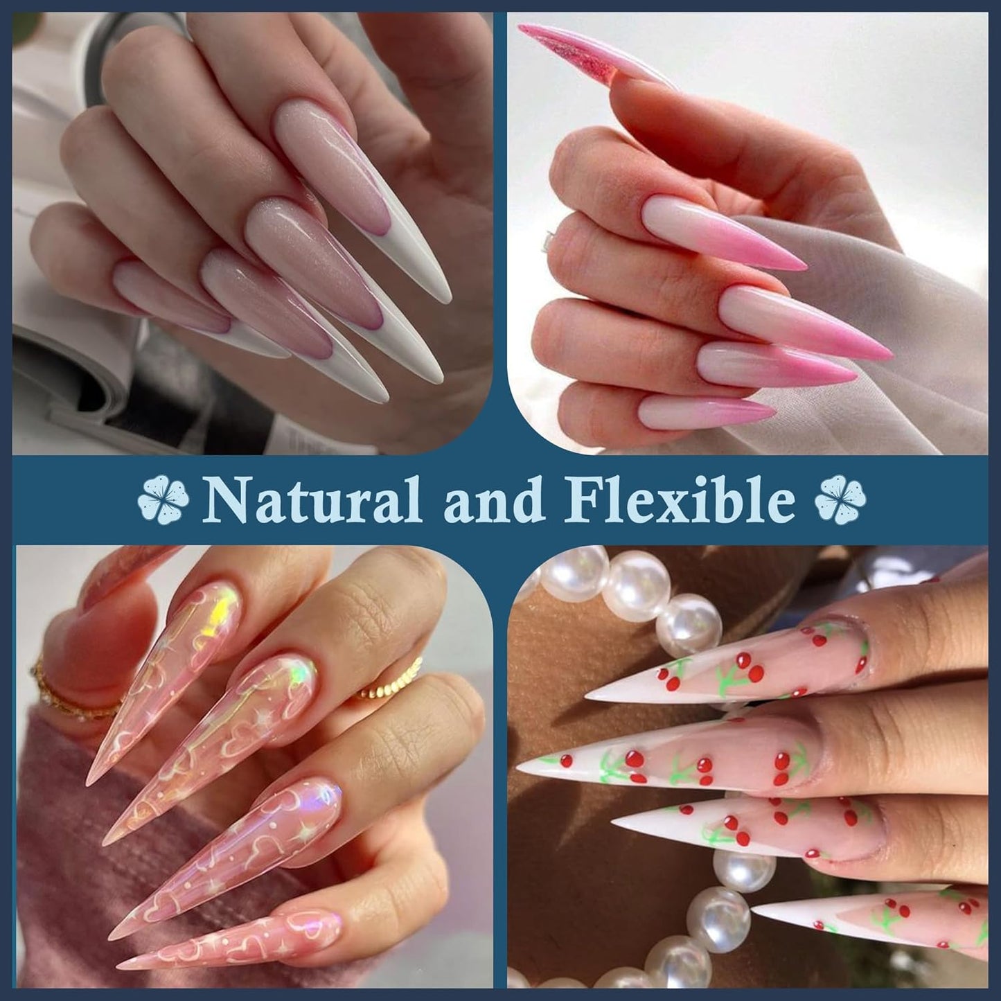Stiletto Nail Tips Extra Long 240Pcs Pre-shaped Full Cover Fake Nail Tips No Filed Soft Gel Stiletto Acrylic Nails for Soak Off Nail Extension Nail Art DIY 12Sizes-Velvo Beauty