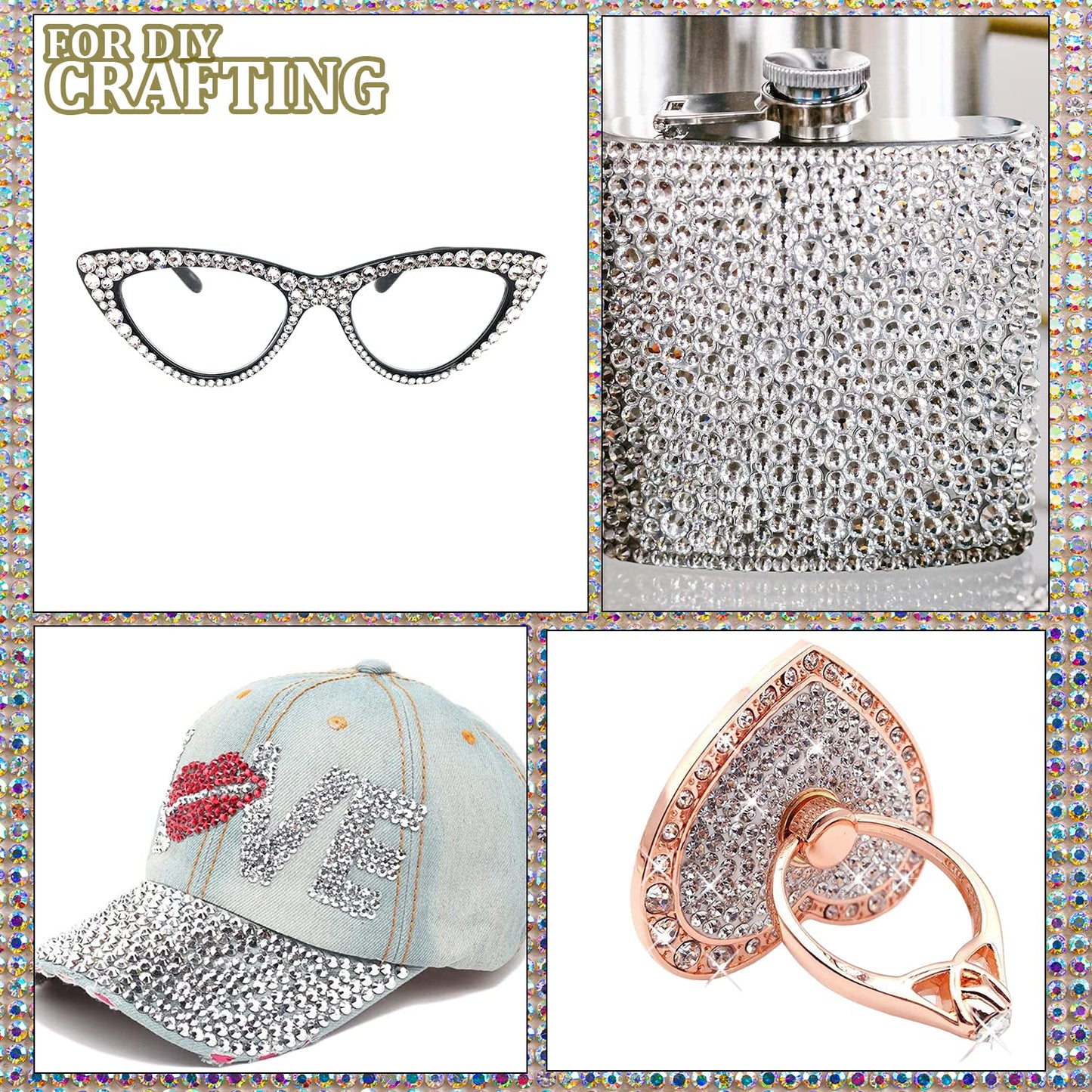 Two Packs of Flatback Rhinestones 4000 Pcs Nail Art Rhinestones Flatback Transparent White Clear Rhinestone with Picker Pencil and Tweezer for Nail Art and Decoration-Velvo Beauty