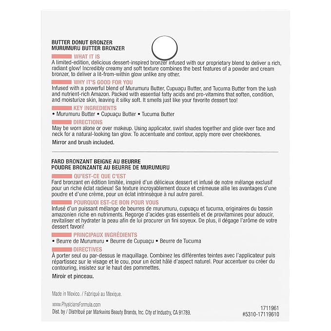 Physicians Formula Murumuru Butter Cheat Day Donut Bronzer, Lightweight, Cruelty-Free, For Sensitive Skin, Dark Shimmer Cream Bronzer, 0.38Oz, Sprinkles-Velvo Beauty