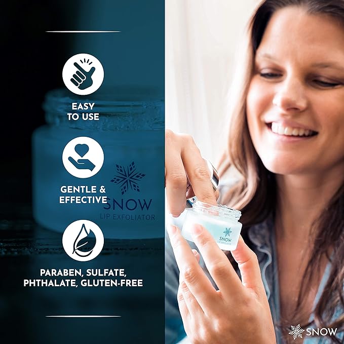 SNOW Lip Exfoliating Sugar Scrub - Lip Scrub Exfoliator for Plump & Soft Lips - Lip Care Product with Jojoba Oil - Moisturize Dry Lips - Lip Care Kit Essential - Lavender & Mint-Velvo Beauty