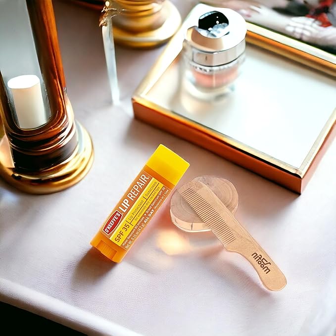 O'Keeffe'S Lip Repair Lip Repair with SPF35, 015 oz - Ultimate SPF Lip Balm for All-Day Moisture, with Moofin Wooden Comb - for Dry Cracked Lips, Lip Balm Hydrating Quick Absorption for Smooth Lips,-Velvo Beauty