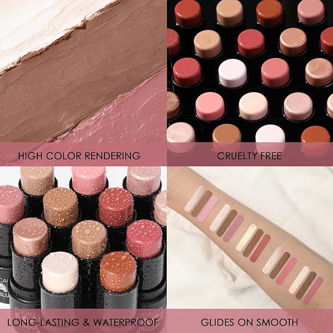 FOCALLURE 3 Pcs Cream Contour Sticks,Shades with Highlighter & Bronzer & Blush,Non-greasy Long-wear Face Contouring Pen,Easy to Sculpt the Face and Create a Lightweight Finishing Makeup,TAN-Velvo Beauty