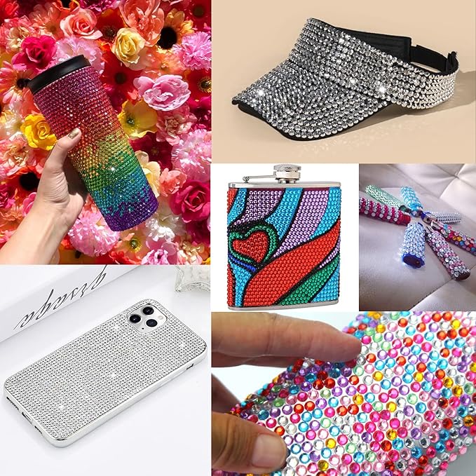 Flat Back Rhinestone Kits Colorful Rhinestones+Transparent White Gems With Picker Pencil And Tweezer For Home DIY And Professional Nail Art-Velvo Beauty