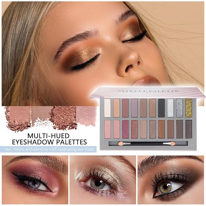 Makeup Kit Full Kit for Women Makeup Kit Full Kit for Teenagers Eyeshadow Palette Lip Gloss Foundation Mascara Eyeliner Cosmetic Brushes Cosmetic Bag etc. (20Middle)-Velvo Beauty