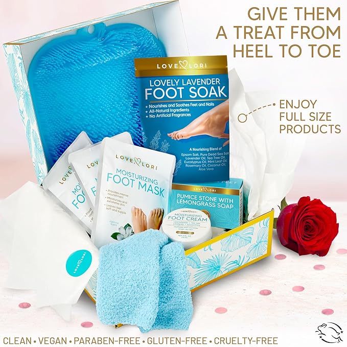 LOVE, LORI Foot Spa Kit, Foot Care Kit, Self Care Gifts for Women, 8 Piece Pedicure Kit, Great Valentine Day Gifts for Her, Gifts for Women, Spa Gifts-Velvo Beauty