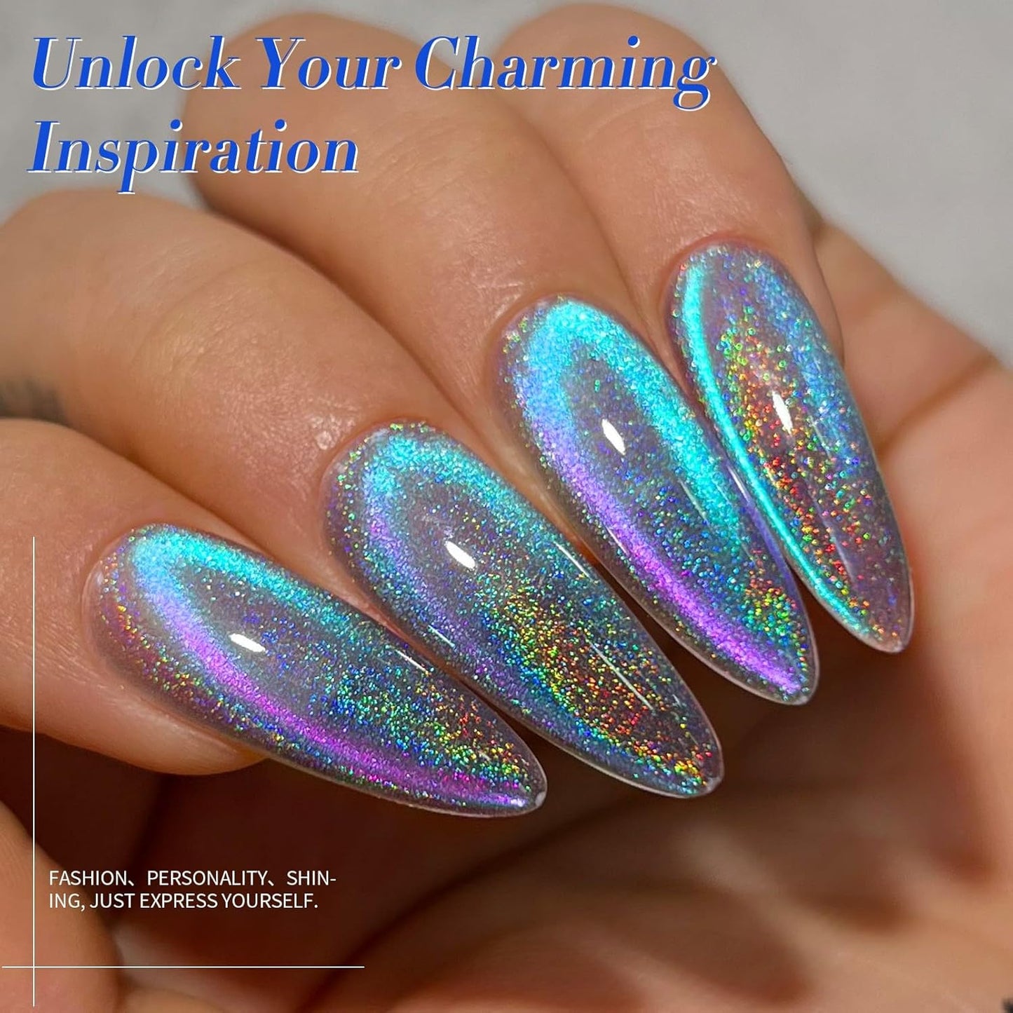 Born Pretty 9D Cat Magnetic Eye Gel Nail Polish Holographic Rainbow Gel Polish Blue Purple Soak Off U V LED Gel Polish Nail Art Design Manicure Salon DIY Home 15ML-Velvo Beauty