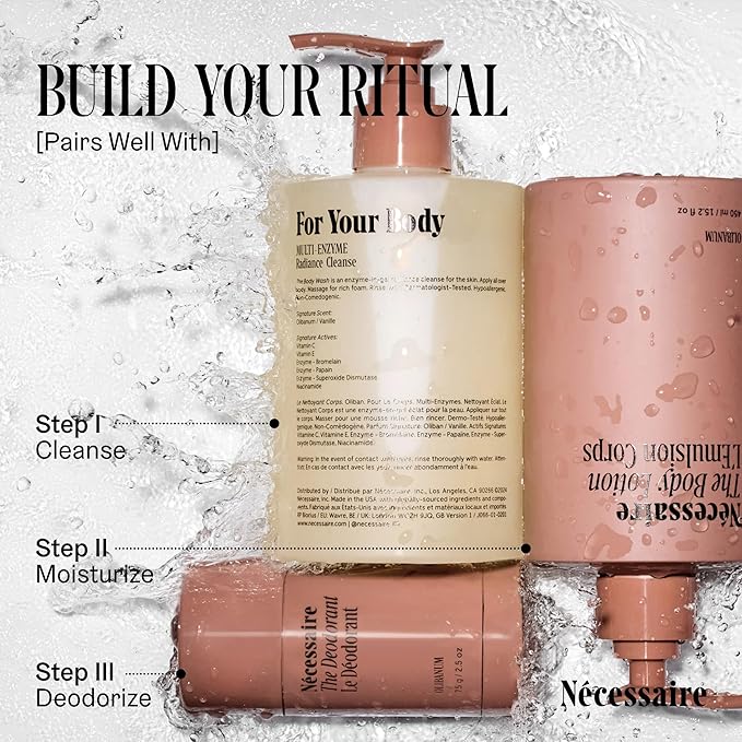 Nécessaire The Body Wash Olibanum. Natural Body Wash for Women + Men. Radiance Cleanse. Multi-Enzyme Gel Cleanser for Dull Skin. Notes of Vanilla, Fig Leaf, and Cassis Buds. 8.4 Fl Oz.-Velvo Beauty