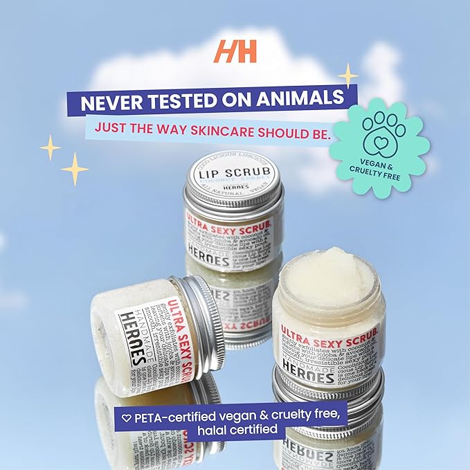 Handmade Heroes 100% Natural Lip Scrub, Vegan Conditioning Coconut Exfoliator - Gentle Exfoliant, Sugar Polish and Scrubber for Chapped Dry Lips, 1oz (Coconut Sorbet)-Velvo Beauty