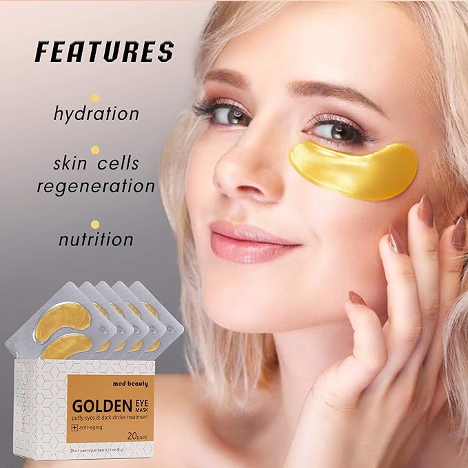 24K Gold Under Eye Patches Eye Masks For Dark Circles And Puffiness with anti-aging effect 20 pairs 40 pcs [medbeauty]-Velvo Beauty