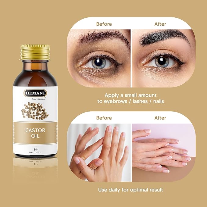 Hemani Castor Oil Ricinus communis - 30mL | Natural Skin & Hair Care, Pure Cold-Pressed Oil for Radiant Glow, Anti-Aging, Hydration & Wellness.-Velvo Beauty