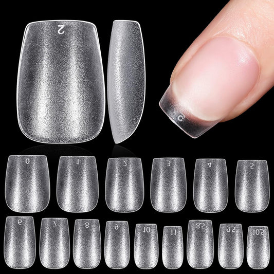 TOMICCA Extra Short Coffin Nail Tips, 240Pcs Full Cover Acrylic Fake nails for Extension Manicure, 15 Sizes Easy Use Soft Pre Shaped Gel Nail Tips for Home DIY and gifts women-Velvo Beauty