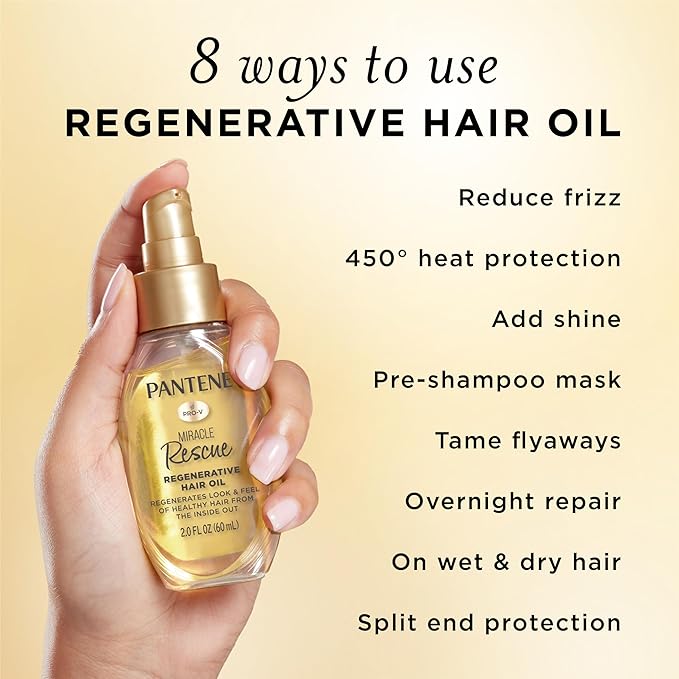 Pantene Miracle Rescue Regenerative Hair Oil - 2.0 FL Oz - Deep Repair Treatment for Dry & Damaged Hair-Velvo Beauty