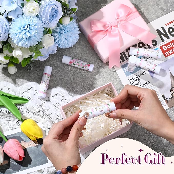 30 Pcs Wedding Lip Balms Bulk Wedding Bridal Shower Favors for Guests Wedding Souvenirs Moisturizing Floral Lip Balm Thank You Gifts for Bachelorette Party Bridesmaid Baby Shower, Pink Flower-Velvo Beauty