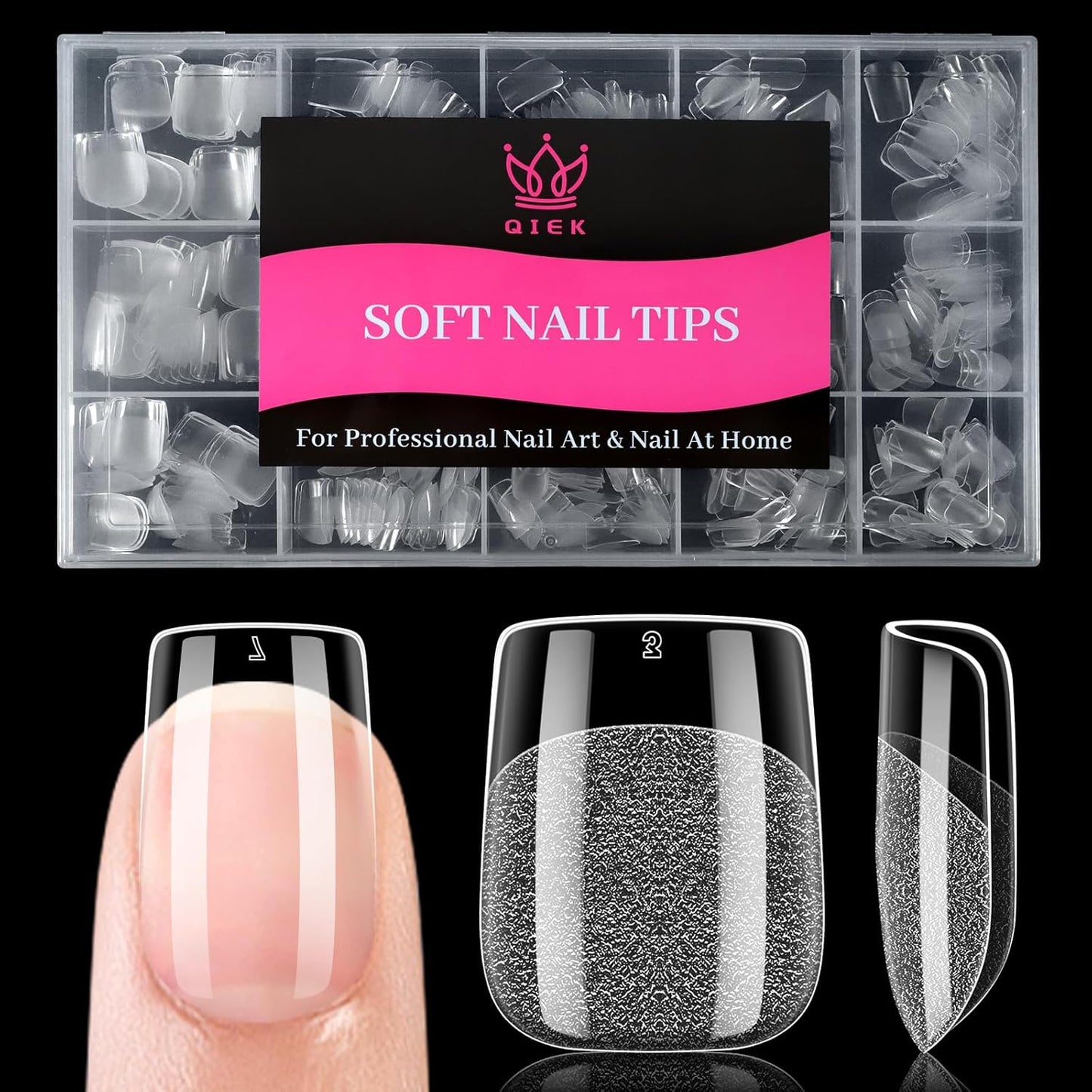 Extra Short Square False Nail Tips, 15 Sizes 510 PCS Clear French Press On Fake Nail Pre-shaped Half Matte Full Cover Gel Nail Tip Extensions Thick Long Lasting for DIY Beginners & Salon Manicure-Velvo Beauty