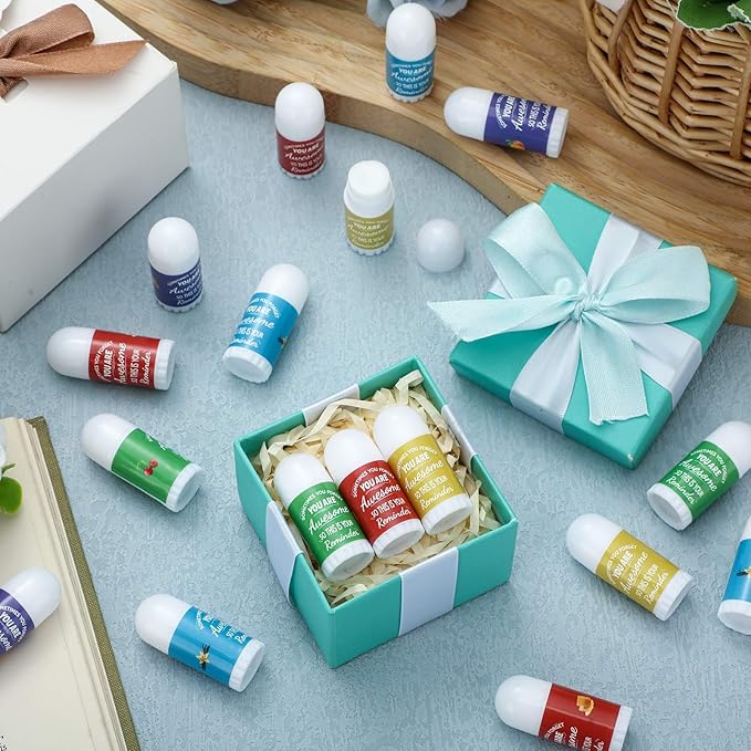 25 Pcs Thank You Gifts Mini Lip Balm Bulk Gifts for Coworkers Inspirational Appreciation Gifts Natural Ingredients Dry Chapped Lip Care Products for Employee Women Teacher, Assorted Flavors-Velvo Beauty