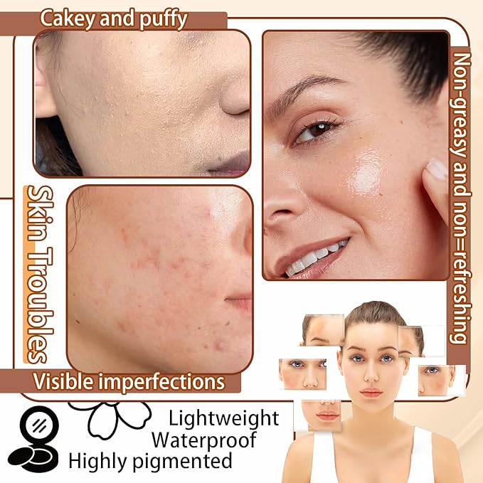 Mushroom Head Air Cushion CC Cream Foundation Makeup,Moisturizing Non-Greasy BB Cream Foundation,Long Lasting Matte Concealer Full Coverage Face Makeup Liquid Foundation for All Skin Types(Ivory)-Velvo Beauty