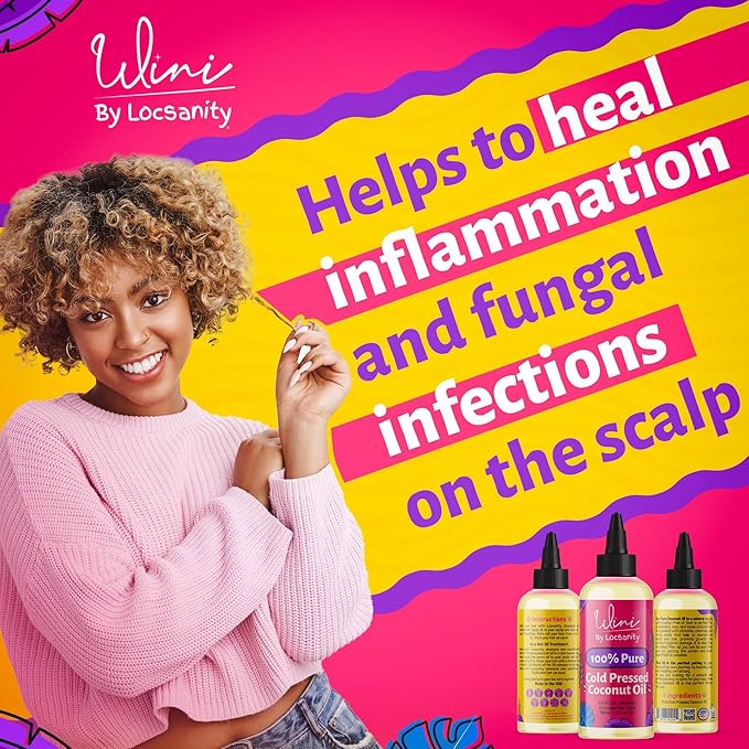 Locsanity Wini Pure 100% Cold Pressed Coconut Oil For Hair and Skin, 4 Fl Oz-Velvo Beauty