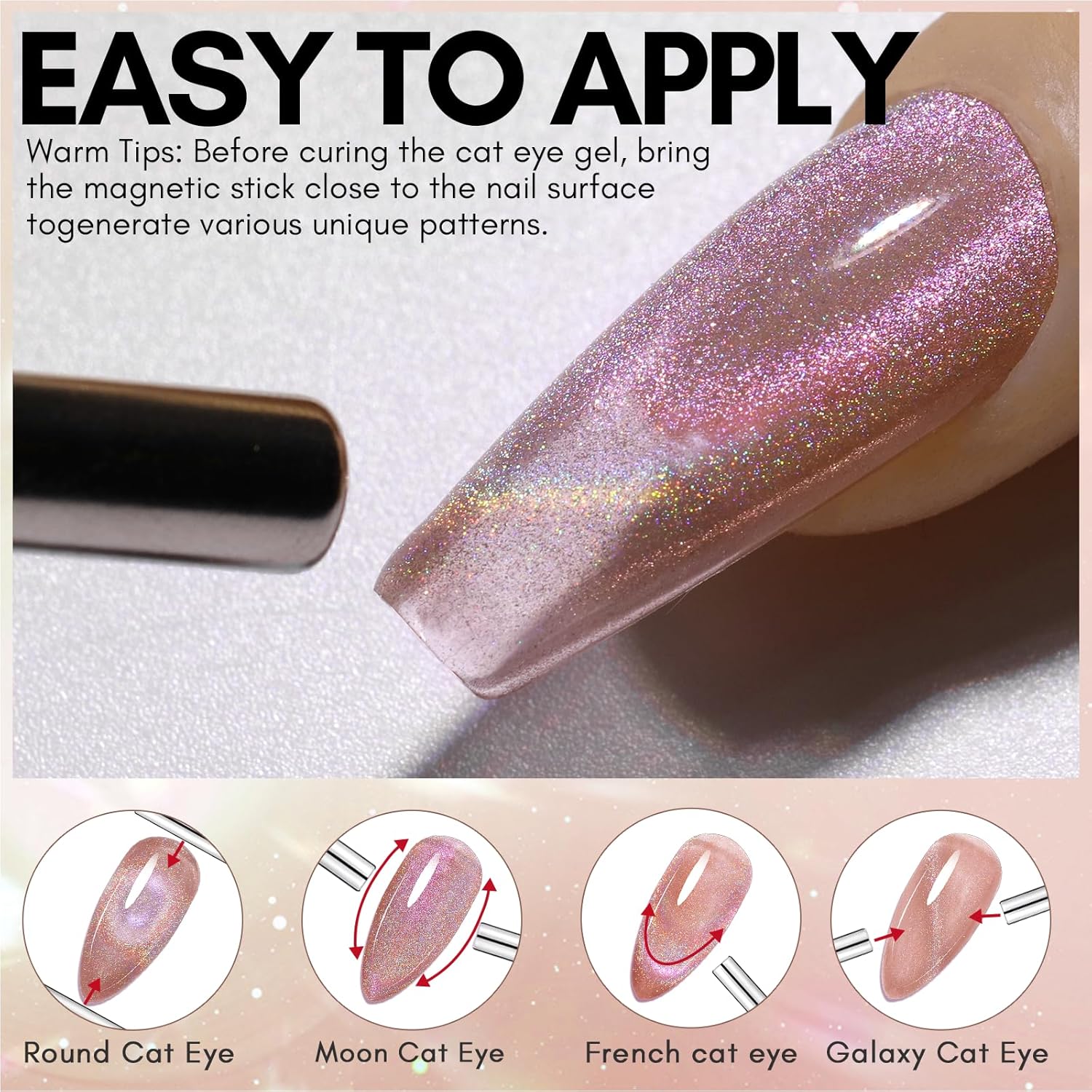 Makartt Cat Eye Gel Nail Polish: Universal Rainbow Holographic Gel Polish Bronze Gaze Sparkly Glitter Unique Magnetic Effect Nail Gels for DIY Nail Art UV LED Soak Off Manicure 10ml-Velvo Beauty